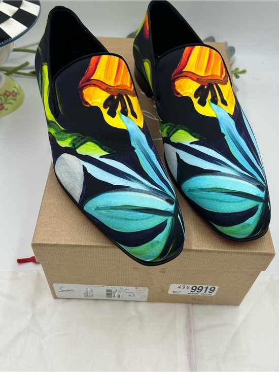 Other - Men's Christian Louboutin floral print satin loafers size 43 made in Italy
